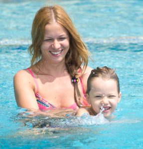 family swimming