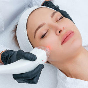 woman receiving v-beam laser treatment
