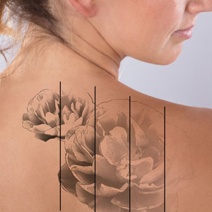 woman with tattoo on right shoulder