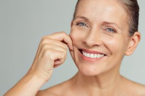 Softened wrinkles on middle-aged female