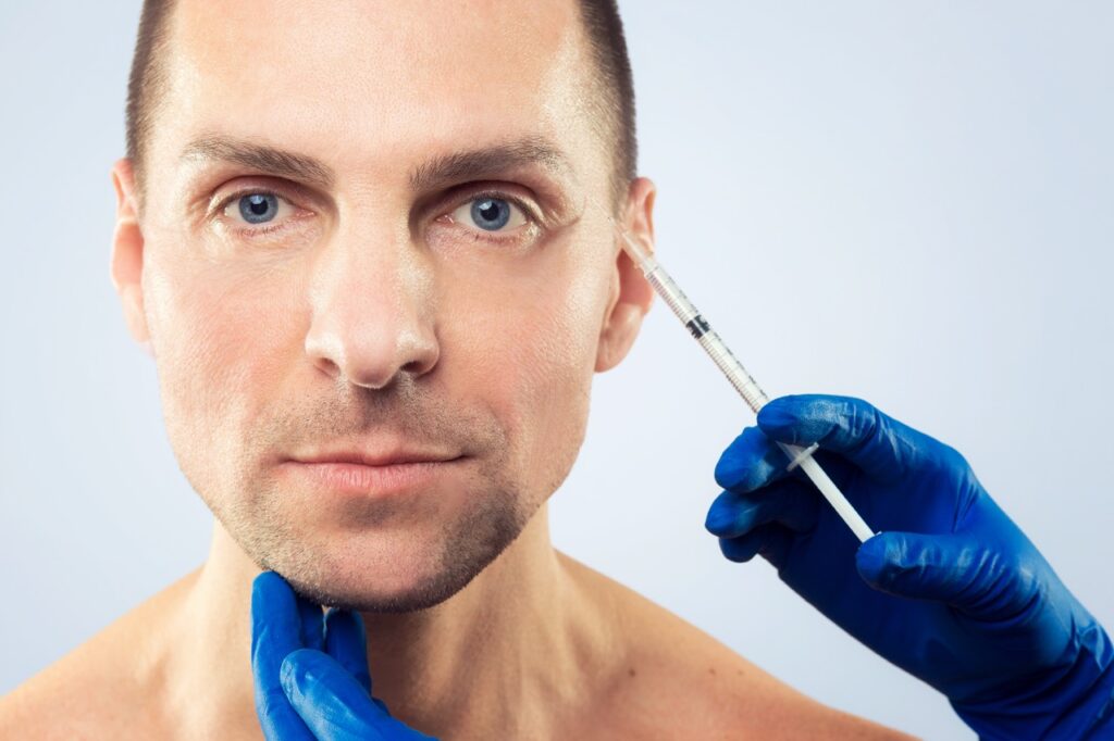 man getting botox to fix his migraine